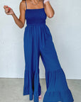 Women's Solid Color High Waist Strap Fitted Waist Jumpsuit