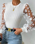 Mesh Round Neck Chiffon Shirt