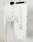 Fashion New Heavy Industry Beads Diamond Inlaid Short Top Long Skirt Suit