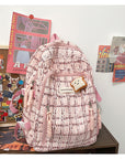 Casual Bag Special-interest Design Student Schoolbag Corduroy Plaid Large Capacity Travel Backpack