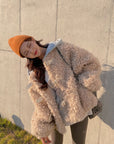 Women's Loose Loop Wool Coat Fashion Polyester Imitation Wool