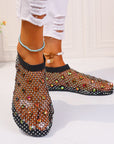 Fashion Mesh Flat Sandals With Colorful Rhinestone Design Summer New Round Toe Beach Shoes For Women