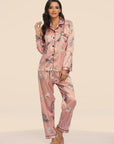 Two-piece Stretch Satin Home Wear Pajamas Women