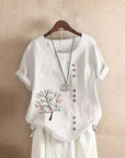 Women's Retro Plus Size Casual Loose Cotton-linen Shirt