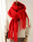 Solid Color Warm Tassel Scarf