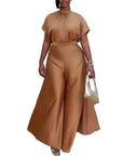 Satin Wide Leg Pant Two-piece Set