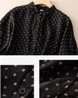 National Style Literary Style Lightweight And Slightly Transparent Polka-dot Loose-fitting Linen Shirt