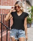 V-neck Hollow-out Short-sleeved Top