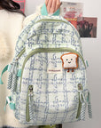 Casual Bag Special-interest Design Student Schoolbag Corduroy Plaid Large Capacity Travel Backpack