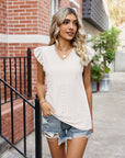 V-neck Hollow-out Short-sleeved Top