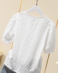 Cotton Embroidered Puff Sleeve Shirt Tops Women White Ladies Shirts