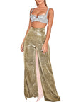 Hot Silver Wide-leg High Waist Wide Leg Pants