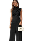 Casual Sleeveless Solid Color Wide Leg Jumpsuit