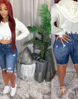 Women's Summer High Waist Stretch Slim-fit Mid-Denim Shorts