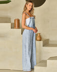 Retro Washed Raw Hem Wide Legs Jumpsuit For Women