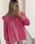 Women's Doll Collar Long-sleeved Casual Shirt