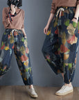 Women's Retro Loose Plus Size Print Jeans