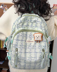 Casual Bag Special-interest Design Student Schoolbag Corduroy Plaid Large Capacity Travel Backpack