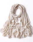 Pure Color Pearl Chiffon Scarf Headcloth Veil Chiffon Scarf