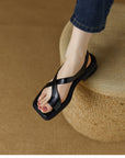 Women's Retro Black Comfortable Roman Shoes