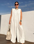 European And American Leisure Solid Color Wide Leg Jumpsuit