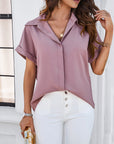 Summer Temperament Leisure Solid Color Stand Collar Shirt