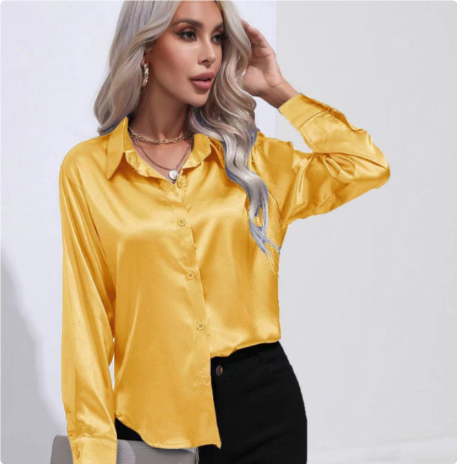 Solid Color Satin Shirt