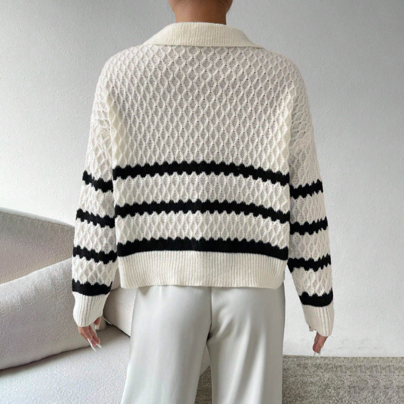 Fashion Polo Collar Pullover Sweater