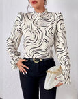 Women's Water Ripple Printed Long-sleeved Top