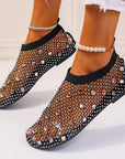 Fashion Mesh Flat Sandals With Colorful Rhinestone Design Summer New Round Toe Beach Shoes For Women