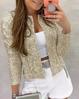 Fashion Colorblock Sequins Short Casual Jacket