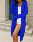 Sweater Cardigan Solid Color Long Sleeve Hooded Long Knitted Cardigan Women's Coat