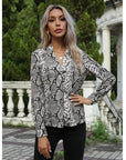 Leopard Print Shirts Long Sleeve Lapel Pattern Shirts Women's