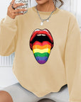 Autumn And Winter European And American Rainbow Lip Printings Men's And Women's Long Sleeves