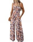 European And American Bohemian Spaghetti-strap Floral Print Overalls