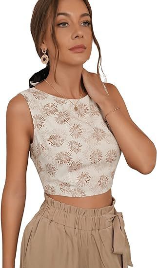 Bohemian Sleeveless Backless Lace-up Cropped Tank Top