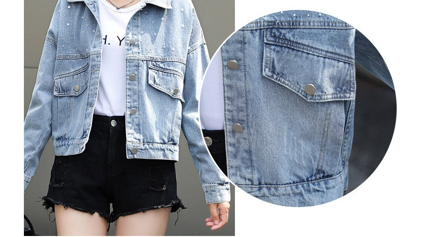 Real Shot Casual Denim Jacket Women Loose Short