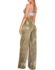 Hot Silver Wide-leg High Waist Wide Leg Pants