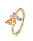 14K Gold Diamond Colored Zircon Ring