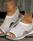 Peep-toe Sandals For Sports Summer Heart-shaped Print Mesh Shoes Women