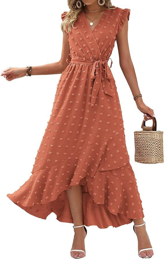 Dress Ruffle Sleeve S Wave Bohemia Elegant Maxi Dress