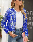 Fashion Colorblock Sequins Short Casual Jacket