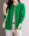 Round Neck Wool Knit Cardigan