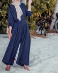 Plus Size Solid Casual Women Thicken Satin Long Sleeve Wide Leg Jumpsuit