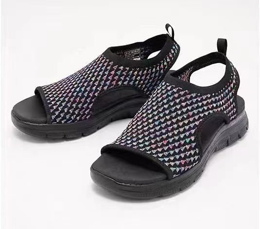 Peep-toe Sandals For Sports Summer Heart-shaped Print Mesh Shoes Women