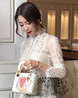 Slim Lace Inner Match Pearl Thin Cardigan