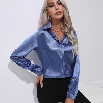 Solid Color Satin Shirt