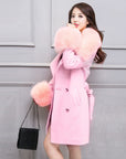 Big Fur Collar Warm Mid-length With Belt Coat