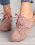 Summer Baotou Lace-up Slippers Outdoor Hollow Out Wedges Slippers For Women Sports Shoes