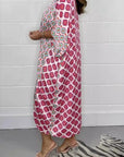 V-neck Printed Plus Size Loose Waist Dress Women